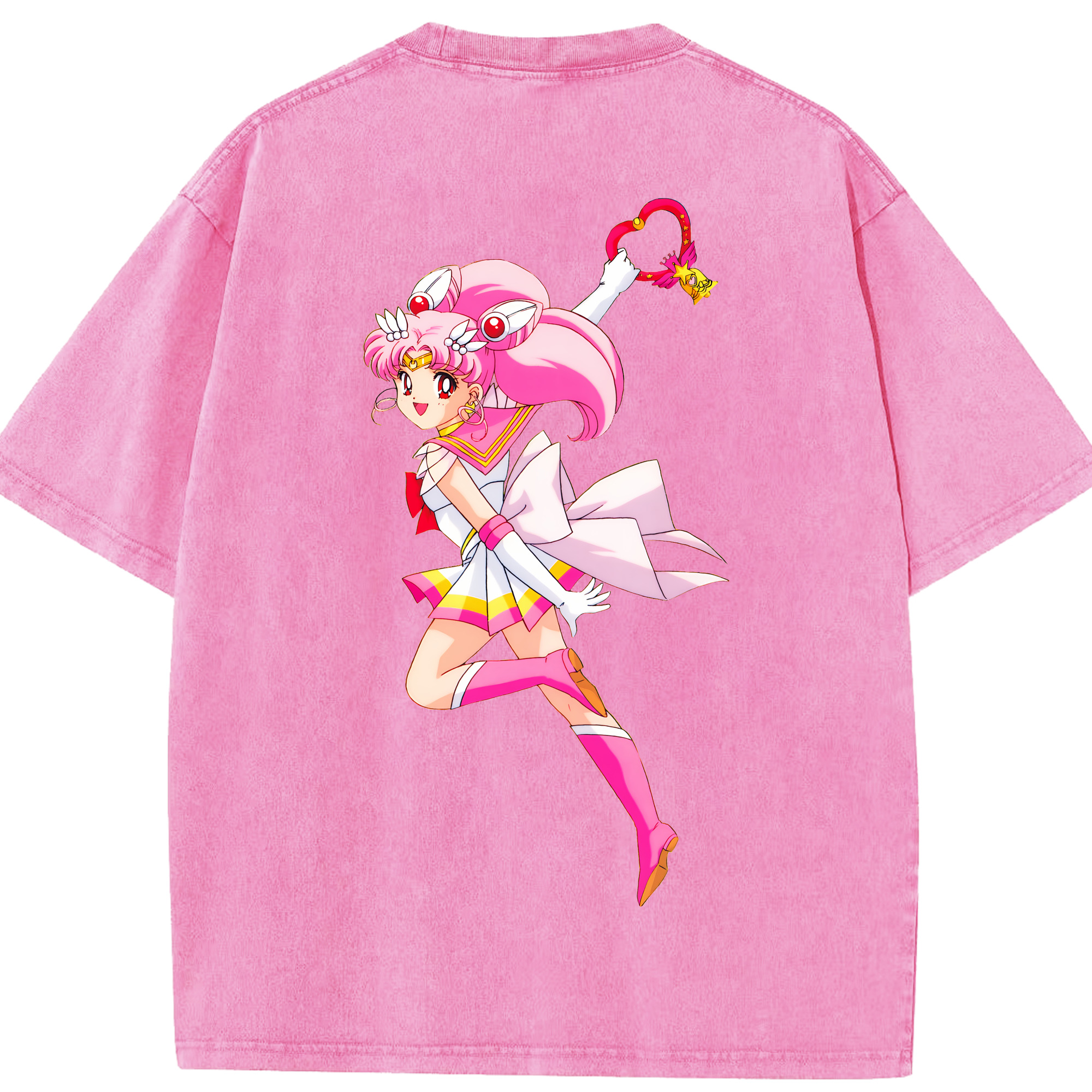 （画像用） 美少女戦士セーラームーン ちびうさ Sailor Moon Chibiusa Tsukino Usagi Small Lady Serenity 綿100% ヴィンテージ風 半袖Tシャツ（背面プリント）